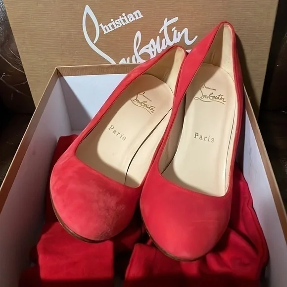 Christian Louboutin Simple pump no platform, 38.5 tender Coral Veau Velour suede - Picture 7 of 10